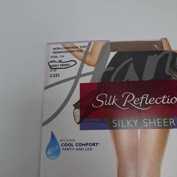 Hanes Silk Reflections Silky Sheer Pantyhose Non-Control Top AB Brown - Picture 3 of 14